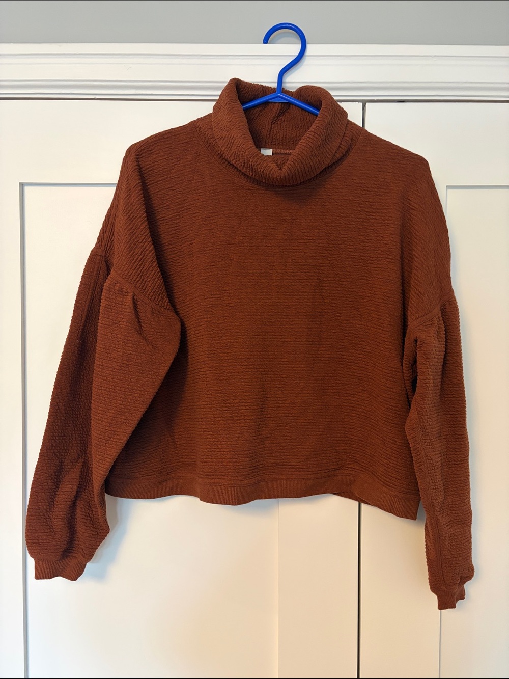 lululemon athletica Textured Funnel-Neck Pullover Sweater - Rust Brown Size XS/S